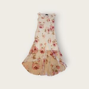 Vintage Y2k City Triangles Pink Flowy Sheer preppy cottage maxi dress Size M